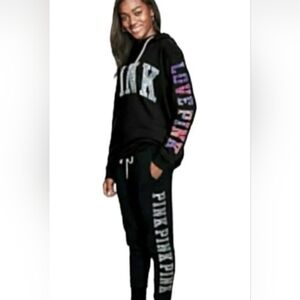 PINK Victoria's Secret Rare Bling Watercolor Hoodie & Bling Joggers